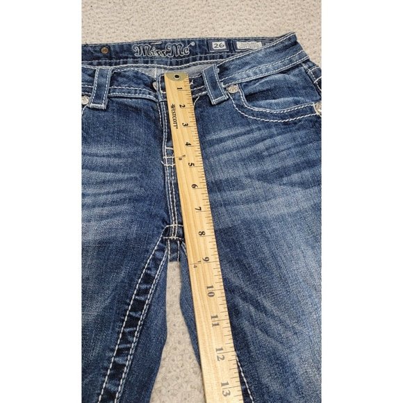 Miss Me Womens Blue Denim Easy Cropped Jeans Embellished Low Rise Size 26 - Picture 8 of 12